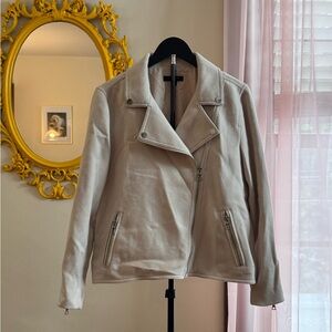 Ann Taylor Ivory Tweed Moto Jacket